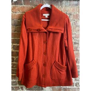 Laura Ashley Red Orange Button Down Coat Women’s Plus size 2X
